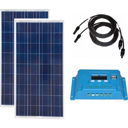 Pannello Solare 12v 150w 2PCs Solar Panels 300w Solar Charge Controller 12v/24v 10A Solar Battery Charger RV Motorhome Camp