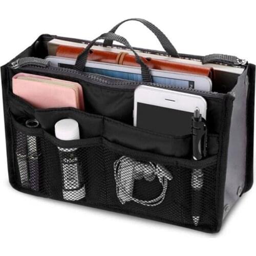 Tote Cosmetic Bag For Women Double Zipper Storage Makeup Bag Toiletries Large Nylon Travel Kit Insert Organizer Beauty Bag