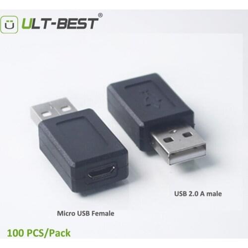 ULT-Best 100PCS/lot Wholesale USB Adapter Micro USB Female to USB 2.0 A Male Connector Converter Adaptor