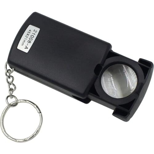 45x Glass Magnifier Portable Pulling Type Magnifying Loop Jewelry Loupe With LED Light For Antique Identification Identifying