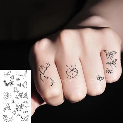 Waterproof Temporary Tattoo Sticker Whale Flower Boat Bird Kite Line-drawing Element Fake Tatto Flash Tatoo for Kids Men Women