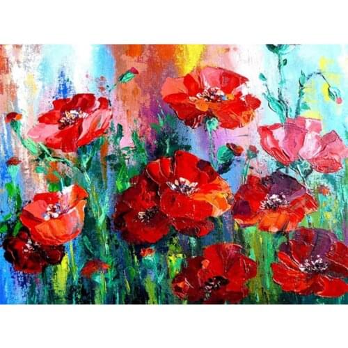 Yujohom DIY 5D Diamond Painting By Number Full Drill Square Poppy Diamond Embroidery Mosaic Cross Stitch Flower Home Decoration