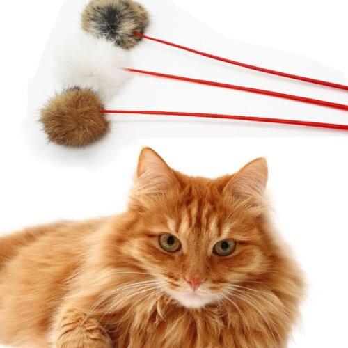 Pet Rabbit Hair Fun Cats Pet Kitten Jump Help Fun Cats Dogs Toys Tease Sticks For Fun T117