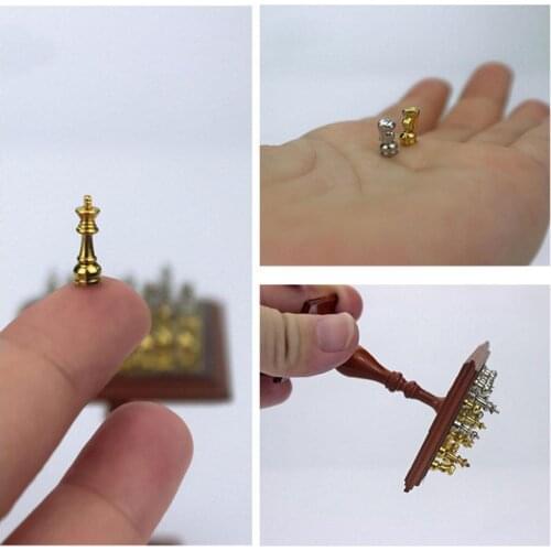 1/12 Miniature Dollhouse Magnetic Chess Board Table Chessboard Decor Chess Set Chess Board DIY Toy Game Set Kids C8X5