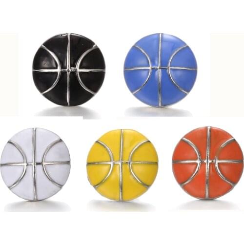 10pcs/lot 5 Colors Sports Snap Jewelry 18mm Snap Buttons Jewelry Accessories fit Snap Bracelet Bangles Basketball Jewelry