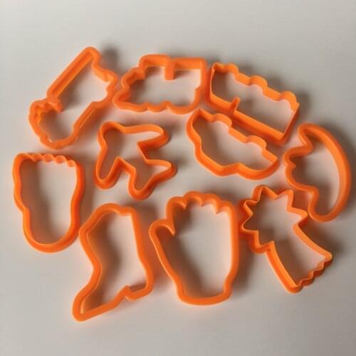 10pcs Train Plane Car Hand Boots Sailing Plastic Cookie Cutter Fondant Cake Decor Moldes Para Reposteria Gateau Patisserie H669