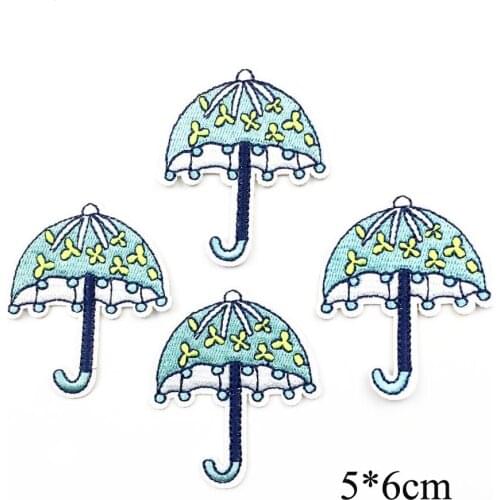 10pcs Embroidered Umbrella Iron On Patches For Clothes Iron On Applique For Germent Badge For Clothing DIY Sewing Supplier