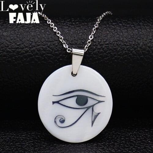 2021 Fashion Ancient God Horus Eye Stainless Steel Shell Necklaces Third Eye Mandala Indian Jewelry Retro Necklace Women N19155