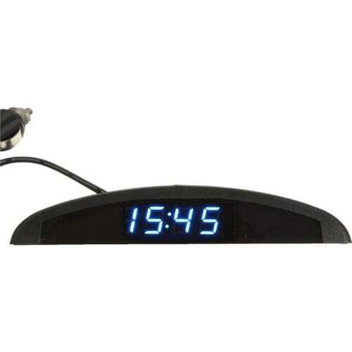 3-in-1 Car 12V Digital LED Voltmeter Voltage Temperature Watch Thermometer