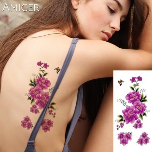 3D sexy rose flowers body art flash henna fake tattoo stickers temporary tattoos Waterproof temporary tattoo women on body art