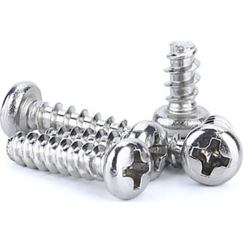 50Pcs M1 Stainless Steel plate Round head Flat tail Self-tapping small Screw nail bolt Length 3mm-8mm