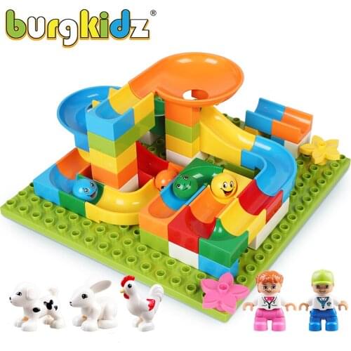 58PCS DIY Construction Marble Race Run Maze Balls Track Children Gaming Building Blocks Toys Compatible With Big Size Blocks