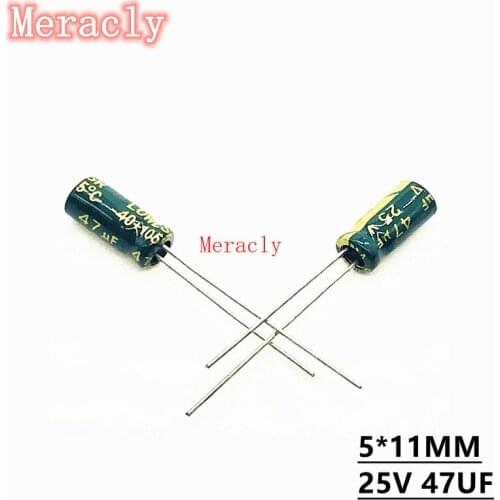 50PCS 25V 47UF Wholesale aluminum electrolytic capacitors 20% high frequency and low resistance, good quality