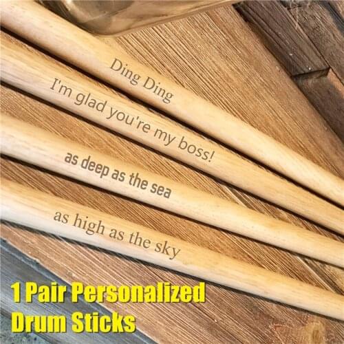 Drumsticks 1 Pair Personalized Custom Drummer Gift Size 5A Laser Engraved Maple Tips Wood Drum sticks Musician Dropshipping -28