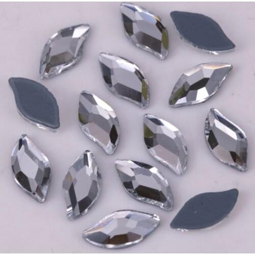 Free Shipping! High Quality 4x8mm Diamond Leaf Hotfix Rhinestones / Iron On Flat Back Crystal Stones