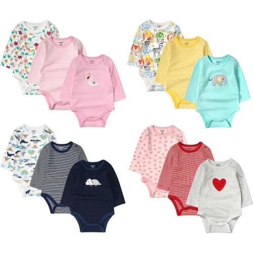 Spring Autumn New Fashion Baby Costume Newborn Baby Boys Girls Cartoon Long Sleeve Organic Cotton Infant Bodysuit for 0-24M