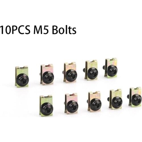 10PCS Motorcycle Black/Blue/Silver M5 5mm Fairing Bolts Spire Speed Fastener Clip Screw Nuts Replacement Tool Accessories
