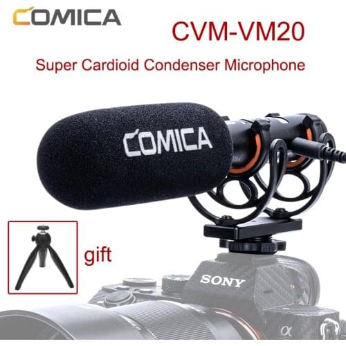 COMICA CVM-VM20 Professional Recording Microphone TRRS 3.5mm CVM VM20 Cardioid Condenser MIC for Video Smartphone DSLR Camera