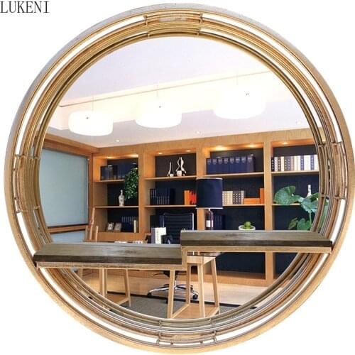 Decorative Hanging Piece Wrought Iron Background Wall Porch Creative Metal Restaurant Light Luxury Wall Shelf Decorative Mirror