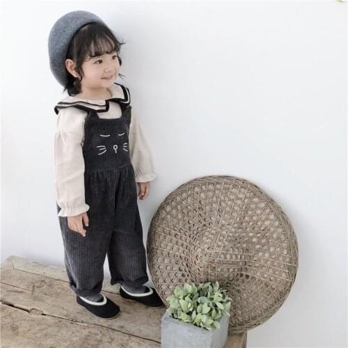 Baby Girl Clothes Girl H Pants Bib Cartoon Cat Overalls Kids Corduroy Pants Children Casual Overalls Cute Infant Jumpsuit