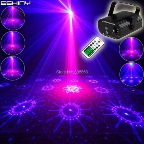 ESHINY MINI 64 Patterns R&B Laser Projector Remote Blue LED Club Bar DJ Lighting Light Dance Xmas Disco Home Party Lights N8T145