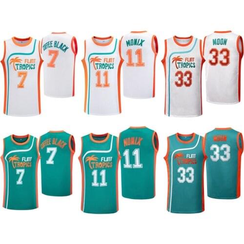 Movie Flint Tropics Coffee Black Jersey 7# Monix 11# Moon 33# Pro Basketball Jerseys Cosplay