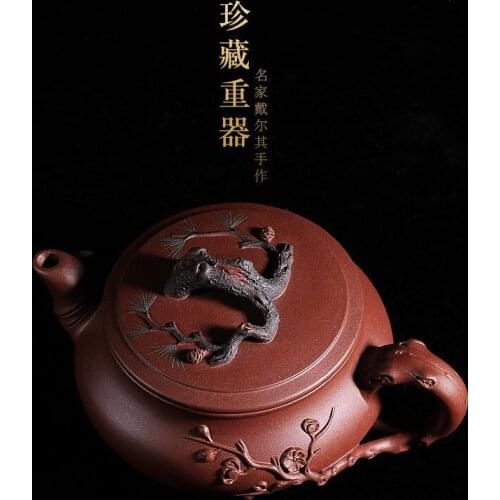 Purple clay teapot pure handmade famous teapot authentic raw material old purple clay full handmade tea set household