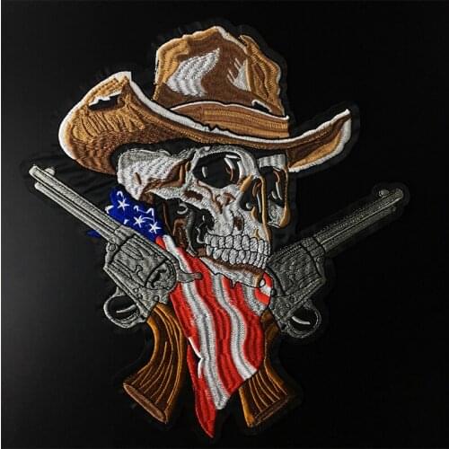GUGUTREE embroidery large US flag skull patch cartoon patches badges appliques for clothing JW-14110010