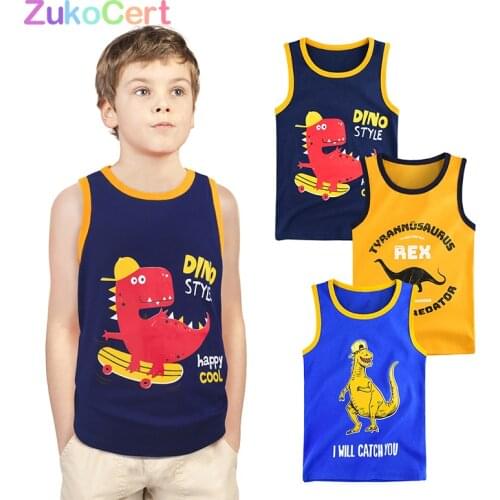 Cotton T-shirt Boys Clothes 2021 Summer Children Short Sleeves Cartoon T-shirt Kids Boys T-shirt Animal Dinosaur Shark Print Tee