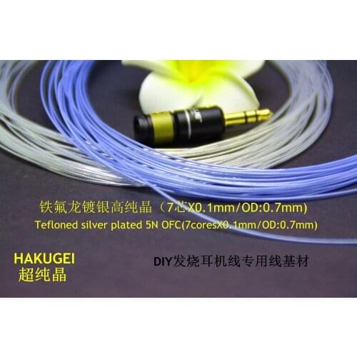 Tefloned silver plated 5N OFC(7core*0.1mm/OD:0.7MM) Hakugei cable (price is for 24meters)
