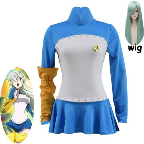 Cosplaydiy Seven Deadly Sins Cosplay Elizabeth Liones Cosplay Costume Dress Nanatsu no Taizai Costume Sleeve and Wig