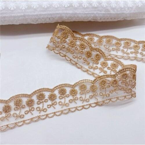 20Yd Golden Lace Polyester Trims Net Yarn Pure Gold Thread Clothing Accessories diy Womens Hand Embroidery Home Soft Decoration