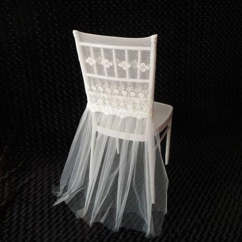 White Ivory Lace & Tutu Chiavari Chair Cap Free Shipping Chair Cover Chair Hood Ogranza Lace Chair cover for Outdoor Wedding