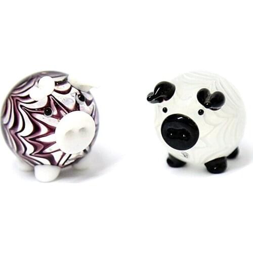 Handmade Lampwork Hook Strip Miniature Murano Glass Pig Figurine Gift For Kids Home Decoration Cute Crafts Mini Animal Ornaments