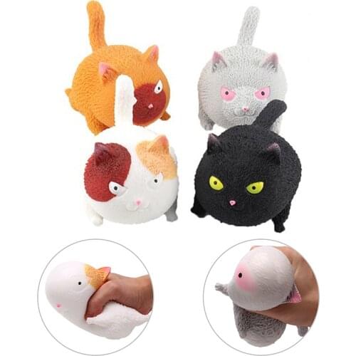 Kawaii Angry Cats Squeeze Anti Stress Relief Squshy Doll Ball Animal Fidget Hand Desk Cute Toys For Girls Kids Gift Dogs Pets