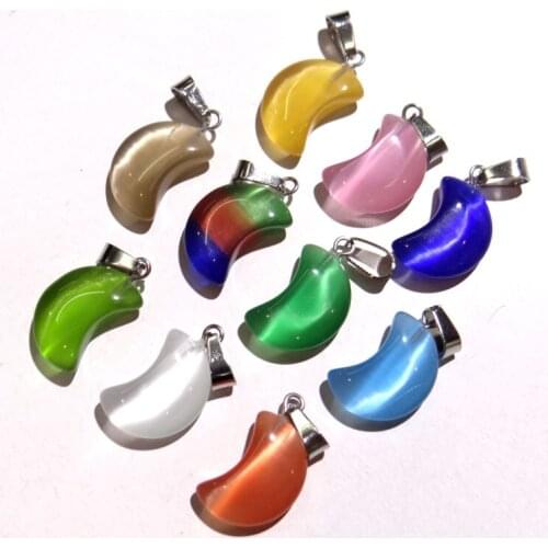 Natural Stone tiger eyeTurquoises Quartz Crystal Opal Moon Cat eyes Pendants For diy Jewelry Making necklace Accessories 24PCS