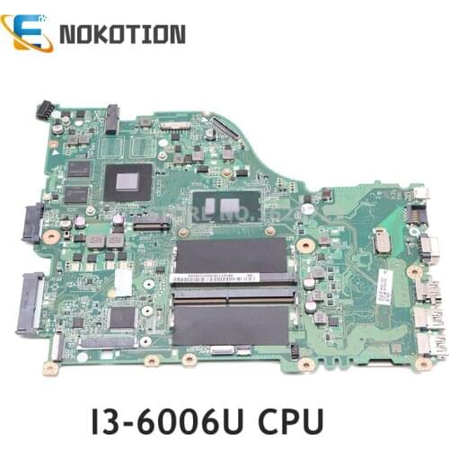 NOKOTION NBGG71100C NB.GG711.00C For Acer aspire E5-575 E5-575G laptop motherboard DAZAAMB16E0 SR2UW I3-6006U CPU 940MX GPU