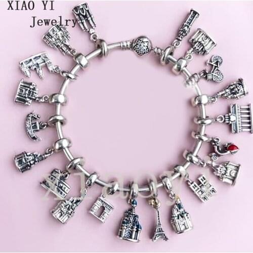 XIAOYI 2020 NEW S925 travel the world place marks the motorcycle cruise ship castle construction pendant design diy bracelet