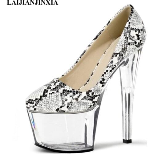 LAIJIANJINXIA New 17 CM Super High Heeled Shoes Shallow Round Toe Womens Pumps Fashion Platform Women Shoes