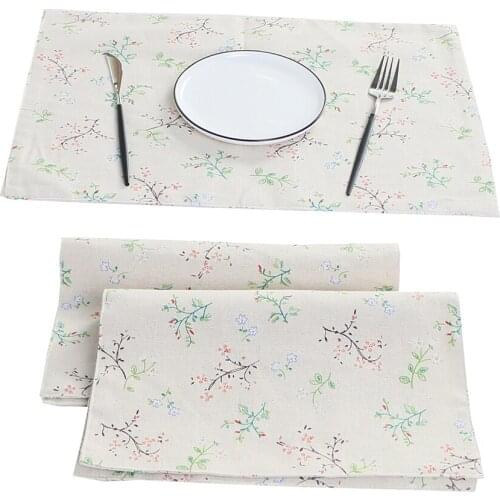 Japanese Style Placemats Cloth Placemat Washable Cotton Blend Double-Layer Thickening Bowl Mats Pads For Kitchen Dining Table
