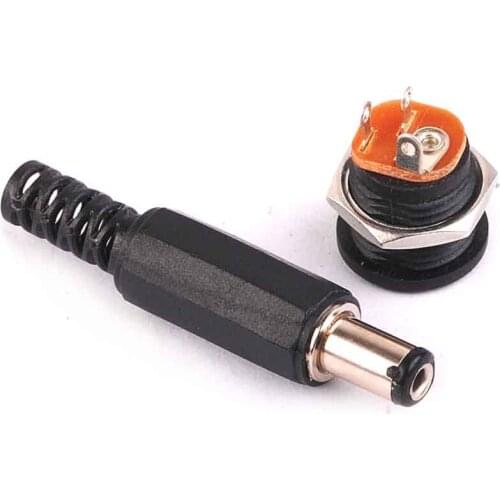 10pair 5.5*2.1/5.5x 2.1mm 2.1mm x 5.5mm Male Plug + Female Socket Panel Mount Jack DC Connector