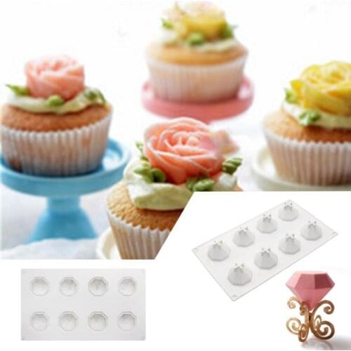 Silicone Mold Food Grade Diamond Shape 8 Cavity Diamond Non-stick Easy Release Cake Mold for DIY Silicone Mold