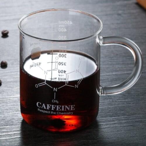 Hea-resistant Resistant Glass Coffee Cup Graduated Beaker Milk Breakfast Transparent Mug For Espresso Ounce 450ml With Handle