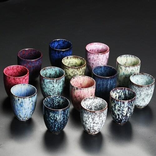 Japanese Ceramic Teacup Creative Temmoku Glaze Water Mug Kiln Changing Tea Set Porcelain Kung Fu Master Cup Office Drinkware