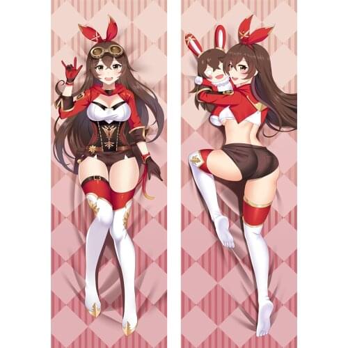 ZENGIA Game Genshin Impact Dakimakura Rabbit Amber Pattern DIY Pillow Cover Hugging Body Pillow Case Christmas Gifts