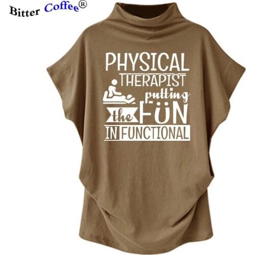 NEW Women Tops Batwing Sleeve T Shirt Women physiotherapy job idea gift massage Humor Print Female Turtleneck Tshirt Plus Size