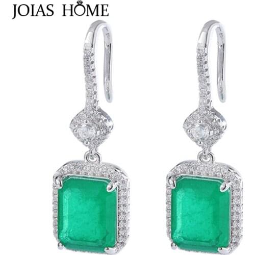 JoiasHome Trendy 925 Sterling Silver Earrings for Women with Geometric Gemstone for Engagement Women Jewelry Party Gifts