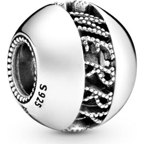 Authentic 925 Sterling Silver Bead Openwork Merry Christmas Charm Fit Fashion Women Pandora Bracelet Bangle Gift DIY Jewelry