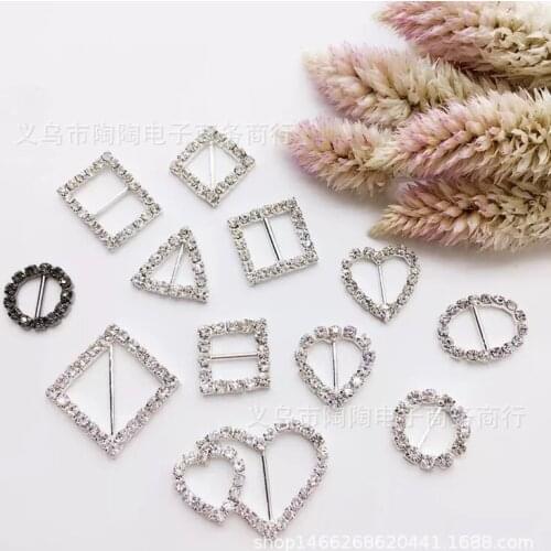100pcs Acrylic metal Geometric Shape Rhinestone button Buckle flat back Accessories hair festival Decor for DIY wedding cards