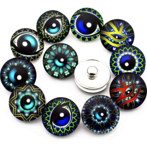 12pcs/lot glass 18mm snap buttons eye leather clasp snap button bracelet snap Bangles jewelry